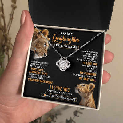 Love Knot Necklace 14K White Gold Finish | 2 | Personalized To My Goddaughter Gifts Necklace From Godmother Wherever Your Journey In Life Lion Goddaughter Birthday Gifts Christmas Gift Box Message Card | https://teecentury.