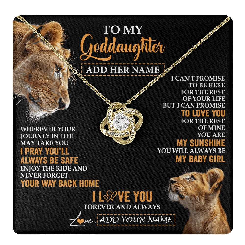 Love Knot Necklace 18K Yellow Gold Finish | 1 | Personalized To My Goddaughter Gifts Necklace From Godmother Wherever Your Journey In Life Lion Goddaughter Birthday Gifts Christmas Gift Box Message Card | https://teecentury.