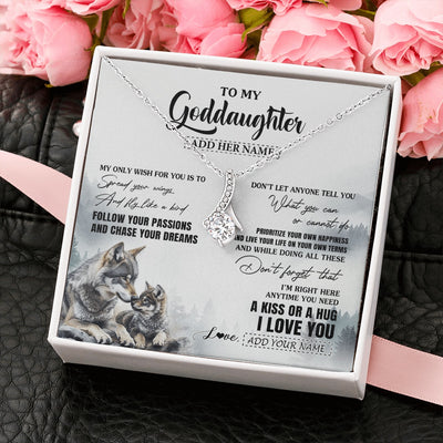 Alluring Beauty Necklace 14K White Gold Finish | 2 | Personalized To My Goddaughter Gifts Necklace From Godmother Wolf My Only Wish For You Goddaughter Birthday Gifts Graduation Christmas Gift Box Message Card | https://teecentury.
