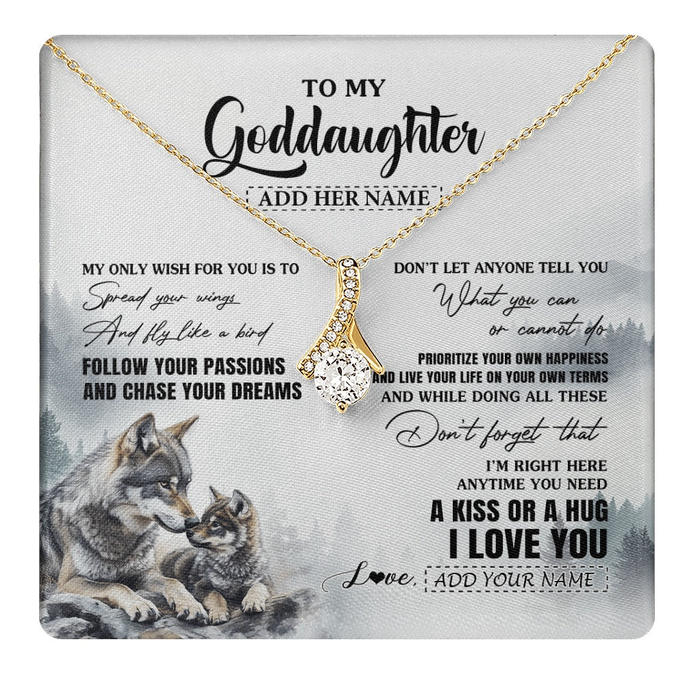 Alluring Beauty Necklace 18K Yellow Gold Finish | 1 | Personalized To My Goddaughter Gifts Necklace From Godmother Wolf My Only Wish For You Goddaughter Birthday Gifts Graduation Christmas Gift Box Message Card | https://teecentury.