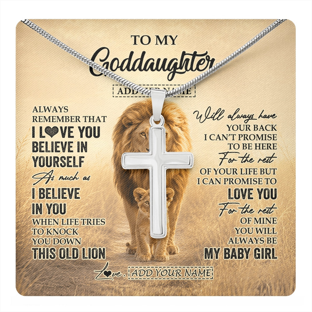 Stainless Cross Necklace Stainless Steel | 1 | Personalized To My Goddaughter Gifts Necklace From Uncle Always Remember Lion Gifts For Goddaughter Birthday Graduation Christmas Custom Gift Box Message Card | https://teecentury.