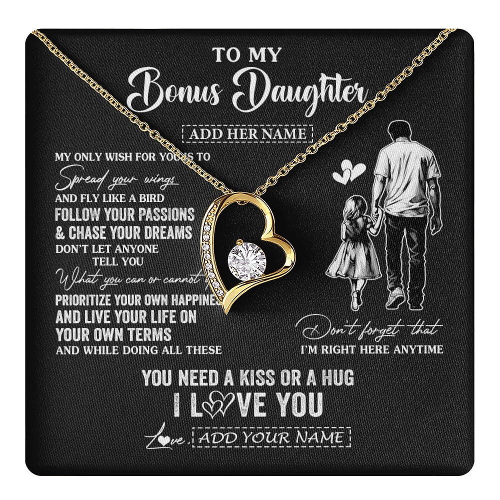 Forever Love Necklace 18K Yellow Gold Finish | 1 | Personalized To My Goddaughter Gifts Necklace From Uncle Godfather My Only Wish For You Goddaughter Birthday Gifts Graduation Christmas Gift Box Message Card | teecentury.myshopify