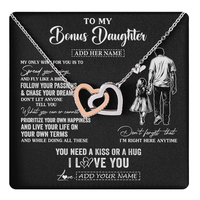 Interlocking Hearts Necklace Stainless Steel & Rose Gold Finish | 1 | Personalized To My Goddaughter Gifts Necklace From Uncle Godfather My Only Wish For You Goddaughter Birthday Gifts Graduation Christmas Gift Box Message Card | teecentury.myshopify