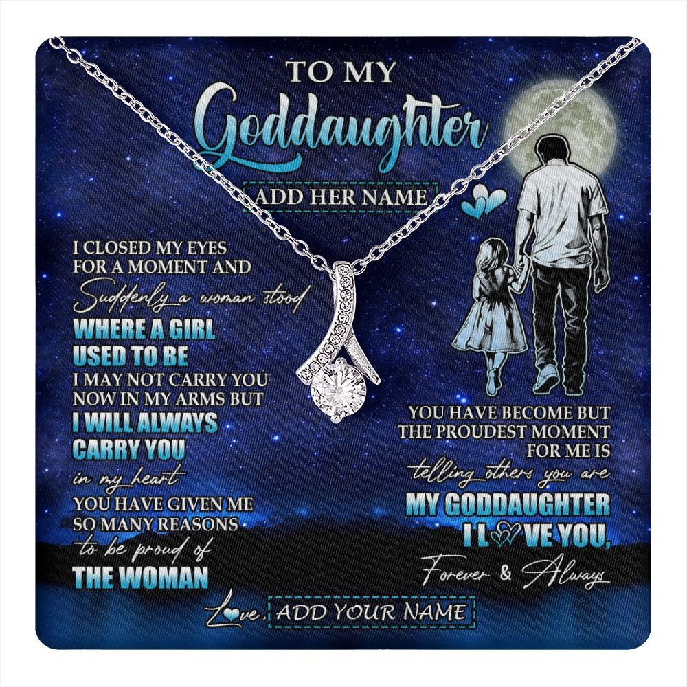 Alluring Beauty Necklace 14K White Gold Finish | 1 | Personalized To My Goddaughter Gifts Necklace From Uncle I Closed My Eyes For A Moment Goddaughter Birthday Graduation Christmas Custom Gift Box Message Card | teecentury.myshopify