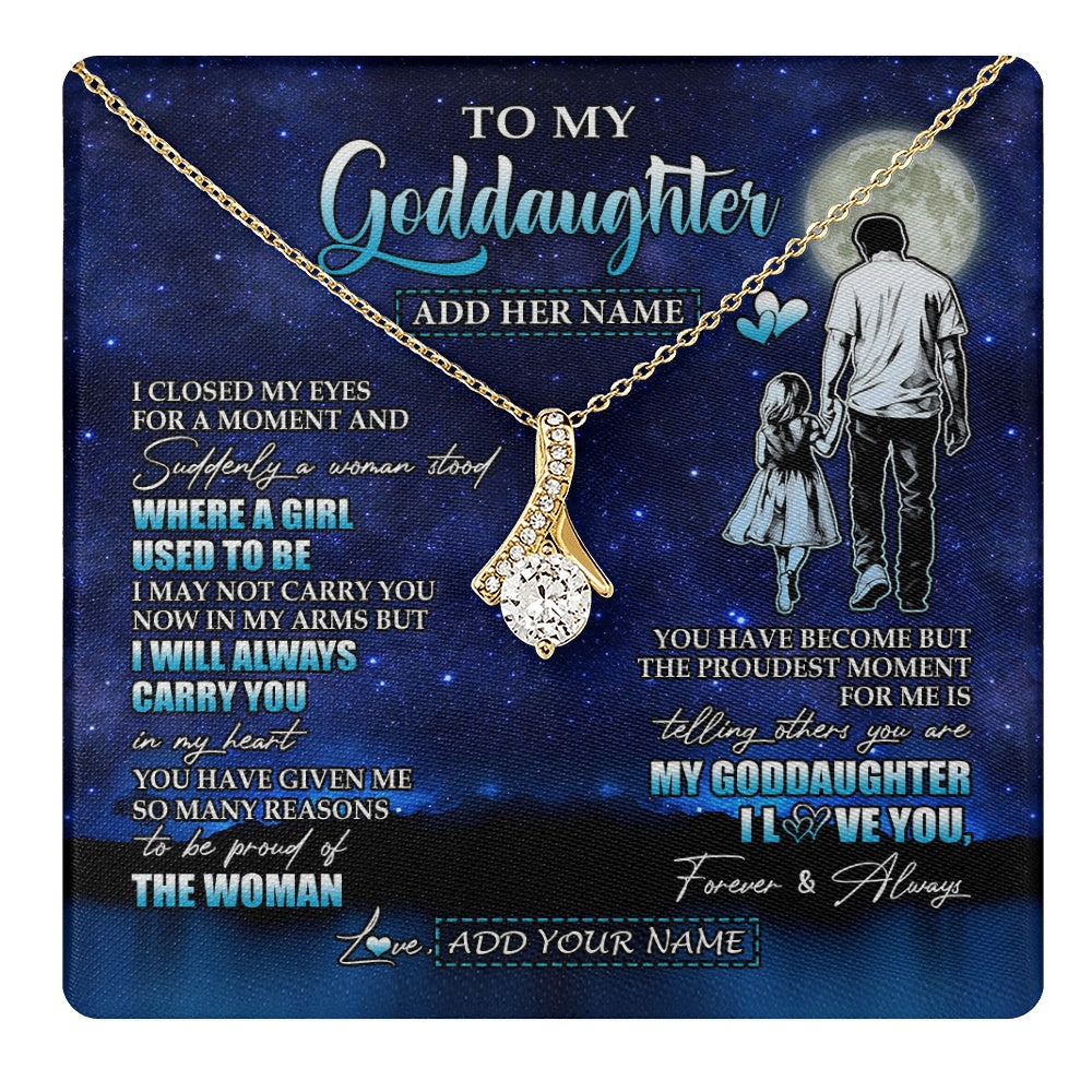 Alluring Beauty Necklace 18K Yellow Gold Finish | 1 | Personalized To My Goddaughter Gifts Necklace From Uncle I Closed My Eyes For A Moment Goddaughter Birthday Graduation Christmas Custom Gift Box Message Card | teecentury.myshopify