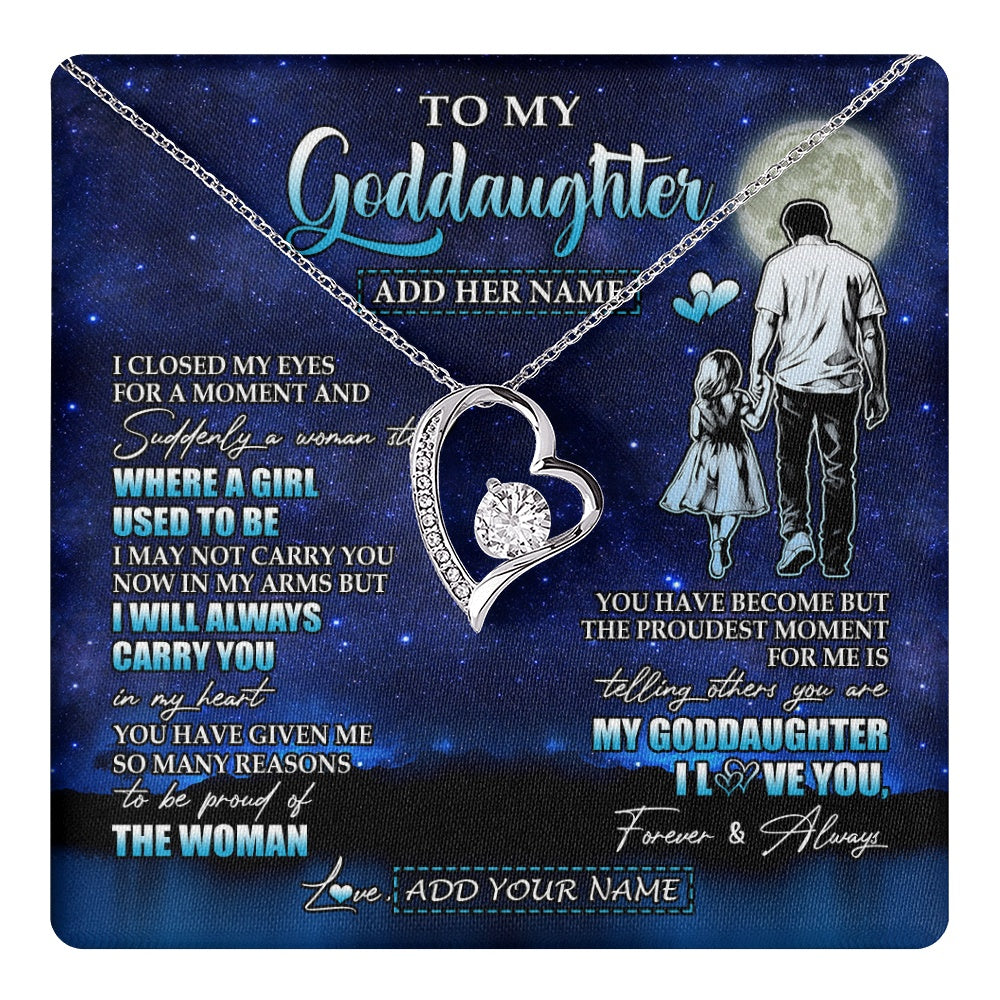 Forever Love Necklace 14K White Gold Finish | 1 | Personalized To My Goddaughter Gifts Necklace From Uncle I Closed My Eyes For A Moment Goddaughter Birthday Graduation Christmas Custom Gift Box Message Card | teecentury.myshopify