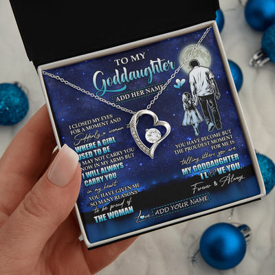 Forever Love Necklace 14K White Gold Finish | 2 | Personalized To My Goddaughter Gifts Necklace From Uncle I Closed My Eyes For A Moment Goddaughter Birthday Graduation Christmas Custom Gift Box Message Card | teecentury.myshopify