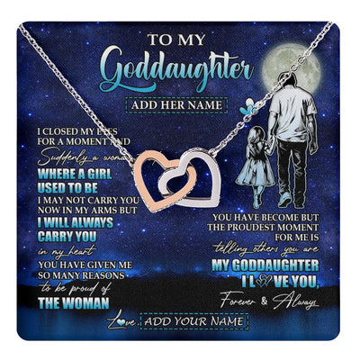 Interlocking Hearts Necklace Stainless Steel & Rose Gold Finish | 1 | Personalized To My Goddaughter Gifts Necklace From Uncle I Closed My Eyes For A Moment Goddaughter Birthday Graduation Christmas Custom Gift Box Message Card | teecentury.myshopify