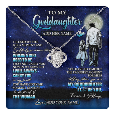 Love Knot Necklace 14K White Gold Finish | 1 | Personalized To My Goddaughter Gifts Necklace From Uncle I Closed My Eyes For A Moment Goddaughter Birthday Graduation Christmas Custom Gift Box Message Card | teecentury.myshopify