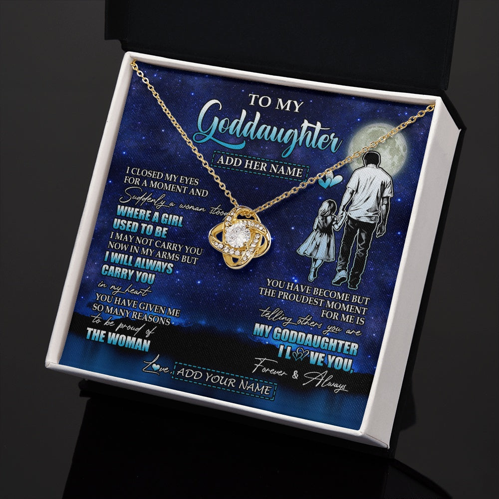 Love Knot Necklace 18K Yellow Gold Finish | 2 | Personalized To My Goddaughter Gifts Necklace From Uncle I Closed My Eyes For A Moment Goddaughter Birthday Graduation Christmas Custom Gift Box Message Card | teecentury.myshopify
