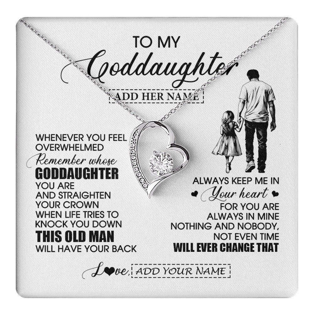 Forever Love Necklace 14K White Gold Finish | 1 | Personalized To My Goddaughter Gifts Necklace From Uncle Whenever Man Unique Birthday Gifts For Goddaughter Graduation Christmas Custom Gift Box Message Card | teecentury.myshopify