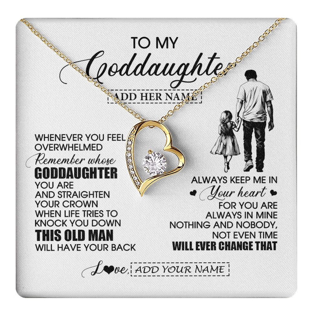 Forever Love Necklace 18K Yellow Gold Finish | 1 | Personalized To My Goddaughter Gifts Necklace From Uncle Whenever Man Unique Birthday Gifts For Goddaughter Graduation Christmas Custom Gift Box Message Card | teecentury.myshopify