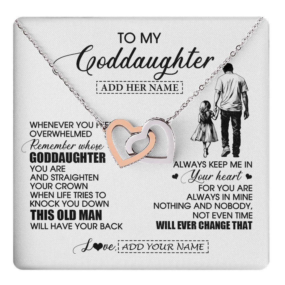 Interlocking Hearts Necklace Stainless Steel & Rose Gold Finish | 1 | Personalized To My Goddaughter Gifts Necklace From Uncle Whenever Man Unique Birthday Gifts For Goddaughter Graduation Christmas Custom Gift Box Message Card | teecentury.myshopify