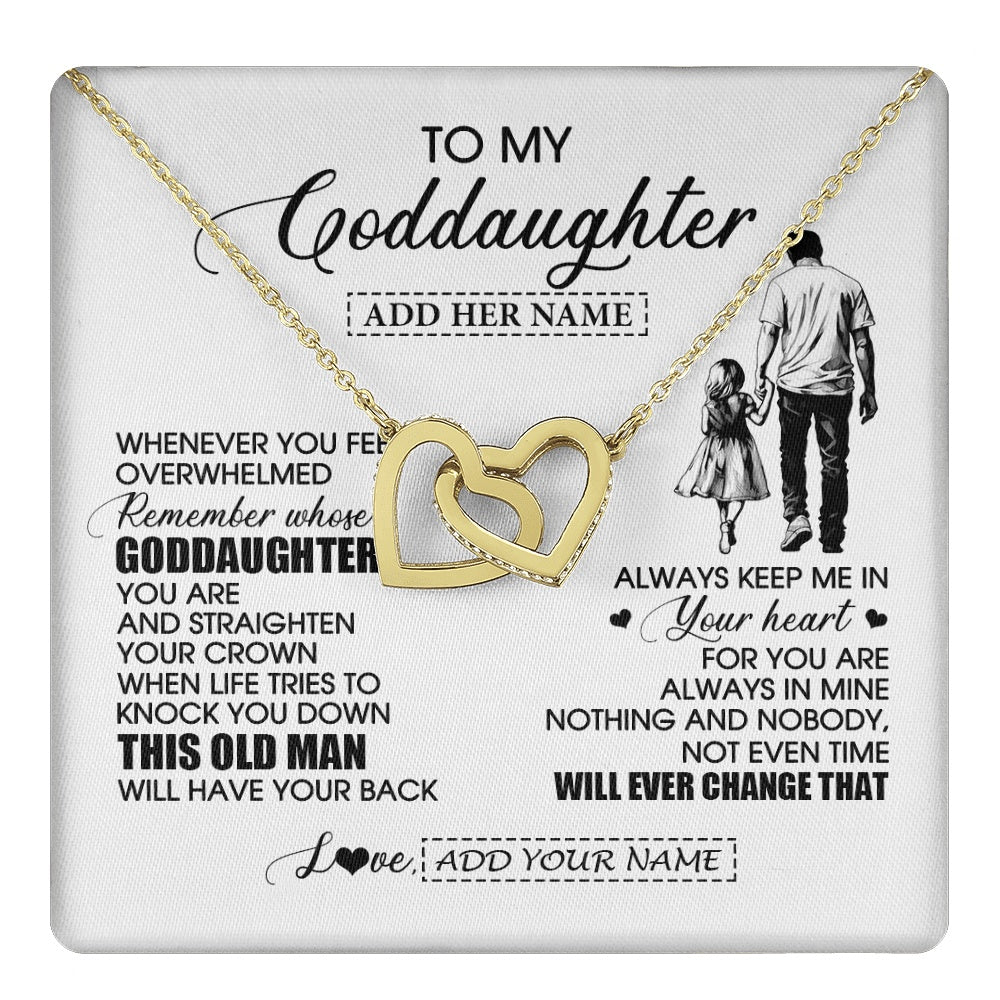 Interlocking Hearts Necklace 18K Yellow Gold Finish | 1 | Personalized To My Goddaughter Gifts Necklace From Uncle Whenever Man Unique Birthday Gifts For Goddaughter Graduation Christmas Custom Gift Box Message Card | teecentury.myshopify