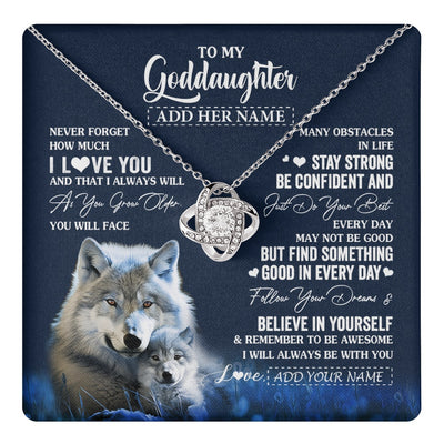 Love Knot Necklace 14K White Gold Finish | 1 | Personalized To My Goddaughter I Love You Forever Necklace From Godmother Wolf Goddaughter Birthday Gifts Graduation Christmas Custom Gift Box Message Card | teecentury.myshopify