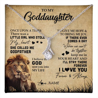 Alluring Beauty Necklace 14K White Gold Finish | 1 | Personalized To My Goddaughter Lion Necklace From Godfather I'll Stay There Forever Goddaughter Birthday Graduation Christmas Customized Gift Box Message Card | teecentury