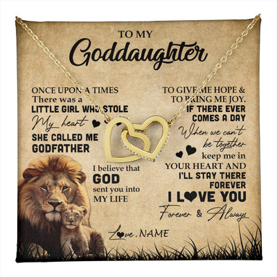 Interlocking Hearts Necklace 18K Yellow Gold Finish | 1 | Personalized To My Goddaughter Lion Necklace From Godfather I'll Stay There Forever Goddaughter Birthday Graduation Christmas Customized Gift Box Message Card | teecentury