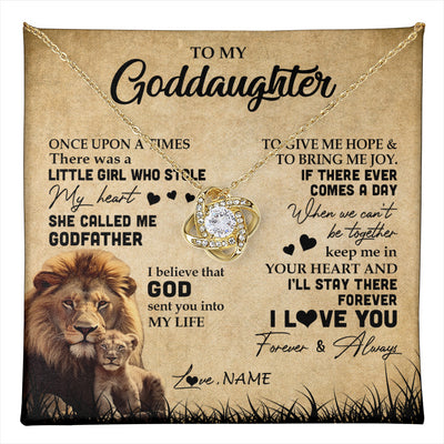 Love Knot Necklace 18K Yellow Gold Finish | 1 | Personalized To My Goddaughter Lion Necklace From Godfather I'll Stay There Forever Goddaughter Birthday Graduation Christmas Customized Gift Box Message Card | teecentury