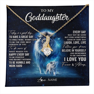 Alluring Beauty Necklace 18K Yellow Gold Finish | 1 | Personalized To My Goddaughter Lion Necklace From Godfather Today Is A Good Day Goddaughter Gifts Birthday Christmas Customized Gift Box Message Card | teecentury