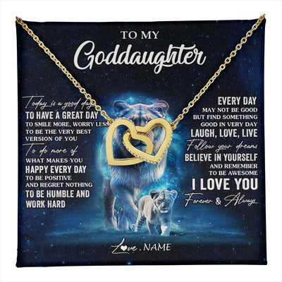 Interlocking Hearts Necklace 18K Yellow Gold Finish | 1 | Personalized To My Goddaughter Lion Necklace From Godmother Today Is A Good Day Goddaughter Gifts Birthday Christmas Customized Gift Box Message Card | teecentury