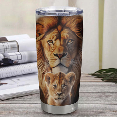 Personalized To My Goddaughter Lion Tumbler From Godfather I Closed My Eyes Great Goddaughter Birthday Gifts Graduation Christmas Custom Stainless Steel Travel Mug | teecentury