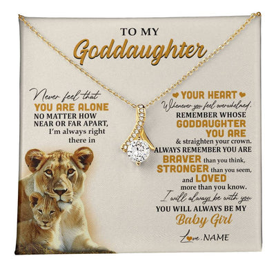 Alluring Beauty Necklace 18K Yellow Gold Finish | 1 | Personalized To My Goddaughter Necklace From Aunt Lion Never Feel That You Are Alone Great Goddaughter Birthday Christmas Customized Gift Box Message Card | teecentury