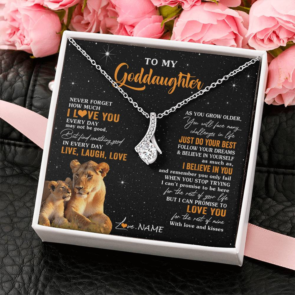 Alluring Beauty Necklace 14K White Gold Finish | 2 | Personalized To My Goddaughter Necklace From Aunt Live Laugh Love Lion Goddaughter Birthday Positive Graduation Christmas Customized Gift Box Message Card | teecentury