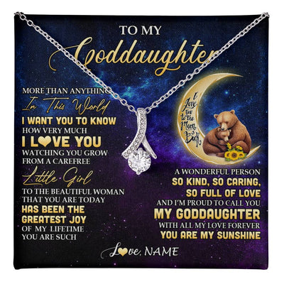 Alluring Beauty Necklace 14K White Gold Finish | 1 | Personalized To My Goddaughter Necklace From Aunt Positive Energy Encourage Brave Little Bear Goddaughter Birthday Christmas Customized Gift Box Message Card | teecentury