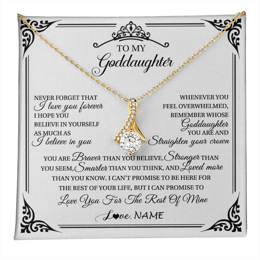 Alluring Beauty Necklace 18K Yellow Gold Finish | 1 | Personalized To My Goddaughter Necklace From Aunt Uncle I Love You Forever Goddaughter Birthday Jewelry Graduation Christmas Customized Gift Box Message Card | teecentury