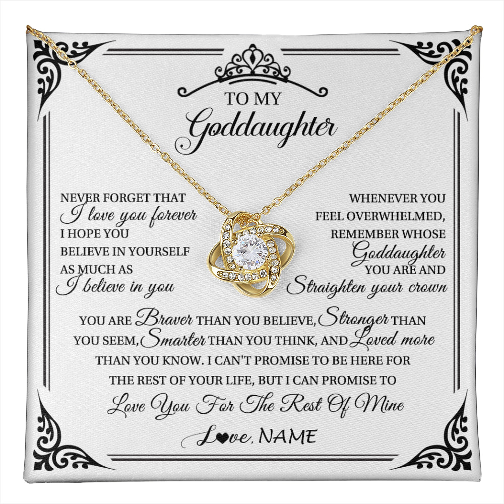 Love Knot Necklace 18K Yellow Gold Finish | 1 | Personalized To My Goddaughter Necklace From Aunt Uncle I Love You Forever Goddaughter Birthday Jewelry Graduation Christmas Customized Gift Box Message Card | teecentury