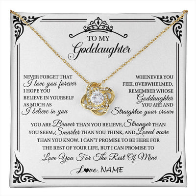 Love Knot Necklace 18K Yellow Gold Finish | 1 | Personalized To My Goddaughter Necklace From Aunt Uncle I Love You Forever Goddaughter Birthday Jewelry Graduation Christmas Customized Gift Box Message Card | teecentury