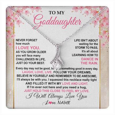 Alluring Beauty Necklace 14K White Gold Finish | 1 | Personalized To My Goddaughter Necklace From Aunt Uncle Inspirational I Love You Goddaughter Birthday Graduation Christmas Customized Gift Box Message Card | teecentury