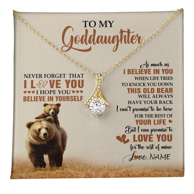 Alluring Beauty Necklace 18K Yellow Gold Finish | 1 | Personalized To My Goddaughter Necklace From Aunt Uncle This Old Bear Love You Goddaughter Birthday Graduation Christmas Customized Gift Box Message Card | teecentury