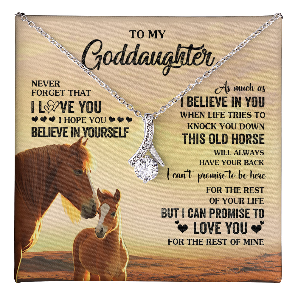 Alluring Beauty Necklace 14K White Gold Finish | 1 | Personalized To My Goddaughter Necklace From Aunt Uncle This Old Horse Love You Goddaughter Birthday Jewelry Christmas Customized Gift Box Message Card | teecentury