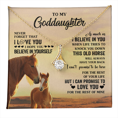 Alluring Beauty Necklace 18K Yellow Gold Finish | 1 | Personalized To My Goddaughter Necklace From Aunt Uncle This Old Horse Love You Goddaughter Birthday Jewelry Christmas Customized Gift Box Message Card | teecentury