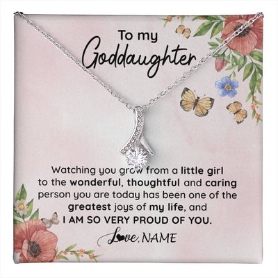 Alluring Beauty Necklace 14K White Gold Finish | 1 | Personalized To My Goddaughter Necklace From Aunt Uncle Watching You Grow Goddaughter Birthday Gifts Graduation Christmas Customized Gift Box Message Card | teecentury
