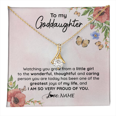 Alluring Beauty Necklace 18K Yellow Gold Finish | 1 | Personalized To My Goddaughter Necklace From Aunt Uncle Watching You Grow Goddaughter Birthday Gifts Graduation Christmas Customized Gift Box Message Card | teecentury