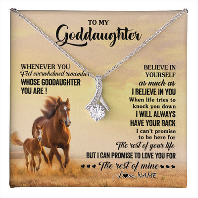 Alluring Beauty Necklace 14K White Gold Finish | 1 | Personalized To My Goddaughter Necklace From Aunt Uncle Whenever You Feel Horse Goddaughter Birthday Jewelry Christmas Customized Gift Box Message Card | teecentury