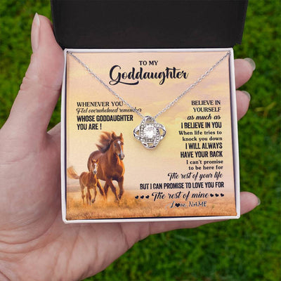 Love Knot Necklace 14K White Gold Finish | 2 | Personalized To My Goddaughter Necklace From Aunt Uncle Whenever You Feel Horse Goddaughter Birthday Jewelry Christmas Customized Gift Box Message Card | teecentury