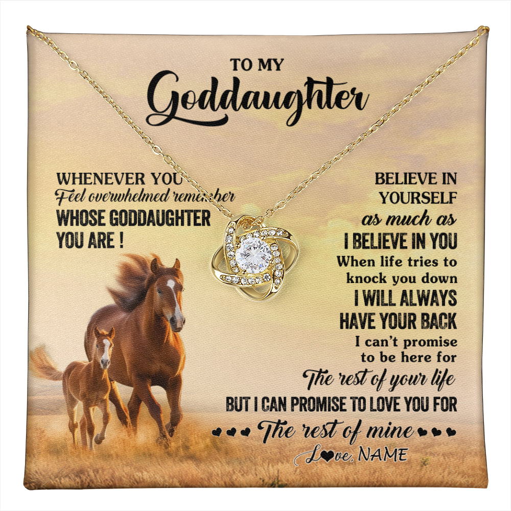 Love Knot Necklace 18K Yellow Gold Finish | 1 | Personalized To My Goddaughter Necklace From Aunt Uncle Whenever You Feel Horse Goddaughter Birthday Jewelry Christmas Customized Gift Box Message Card | teecentury
