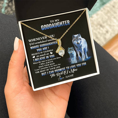 Alluring Beauty Necklace 18K Yellow Gold Finish | 2 | Personalized To My Goddaughter Necklace From Aunt Uncle Whenever You Feel Wolf Goddaughter Birthday Gifts Jewelry Christmas Customized Gift Box Message Card | teecentury