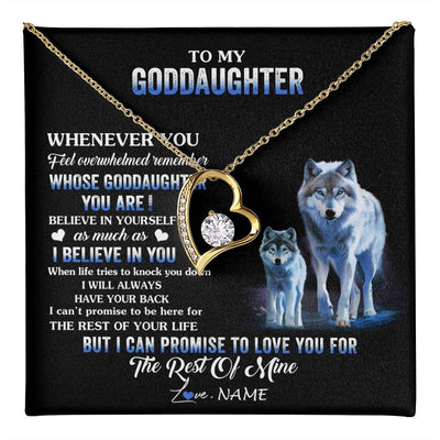 Forever Love Necklace 18K Yellow Gold Finish | 1 | Personalized To My Goddaughter Necklace From Aunt Uncle Whenever You Feel Wolf Goddaughter Birthday Gifts Jewelry Christmas Customized Gift Box Message Card | teecentury