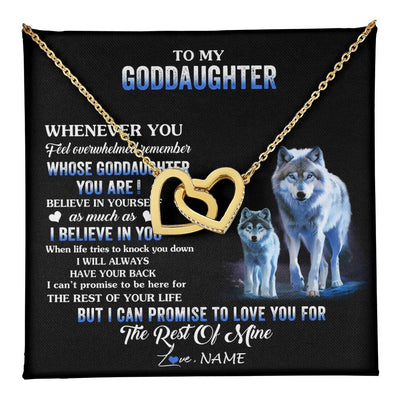 Interlocking Hearts Necklace 18K Yellow Gold Finish | 1 | Personalized To My Goddaughter Necklace From Aunt Uncle Whenever You Feel Wolf Goddaughter Birthday Gifts Jewelry Christmas Customized Gift Box Message Card | teecentury