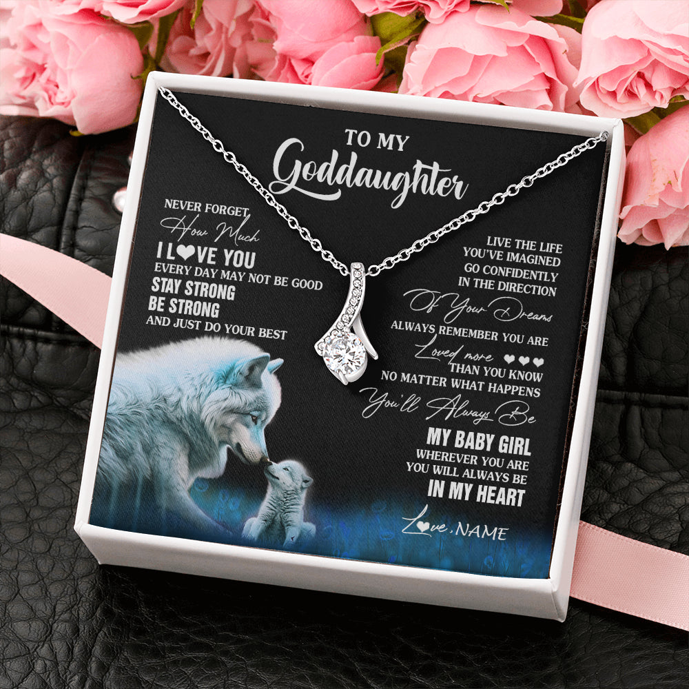 Alluring Beauty Necklace 14K White Gold Finish | 2 | Personalized To My Goddaughter Necklace From Aunt Uncle Wolf Never Forget How Much I Love You Birthday Gifts Christmas Customized Gift Box Message Card | teecentury