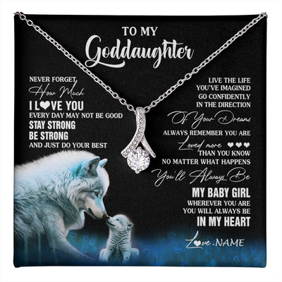 Alluring Beauty Necklace 14K White Gold Finish | 1 | Personalized To My Goddaughter Necklace From Aunt Uncle Wolf Never Forget How Much I Love You Birthday Gifts Christmas Customized Gift Box Message Card | teecentury
