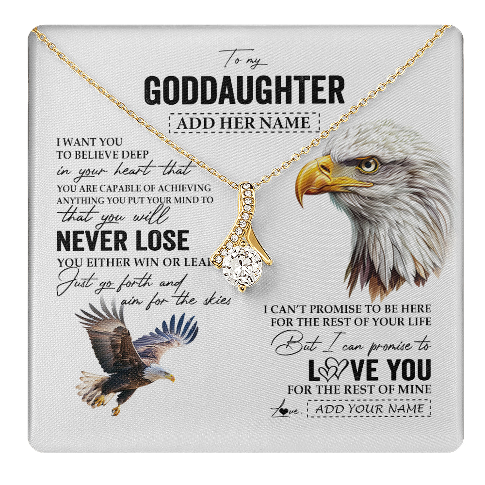 Alluring Beauty Necklace 18K Yellow Gold Finish | 1 | Personalized To My Goddaughter Necklace From Aunt Uncle You Will Never Lose Eagle Goddaughter Birthday Gifts Graduation Christmas Custom Gift Box Message Card | teecentury