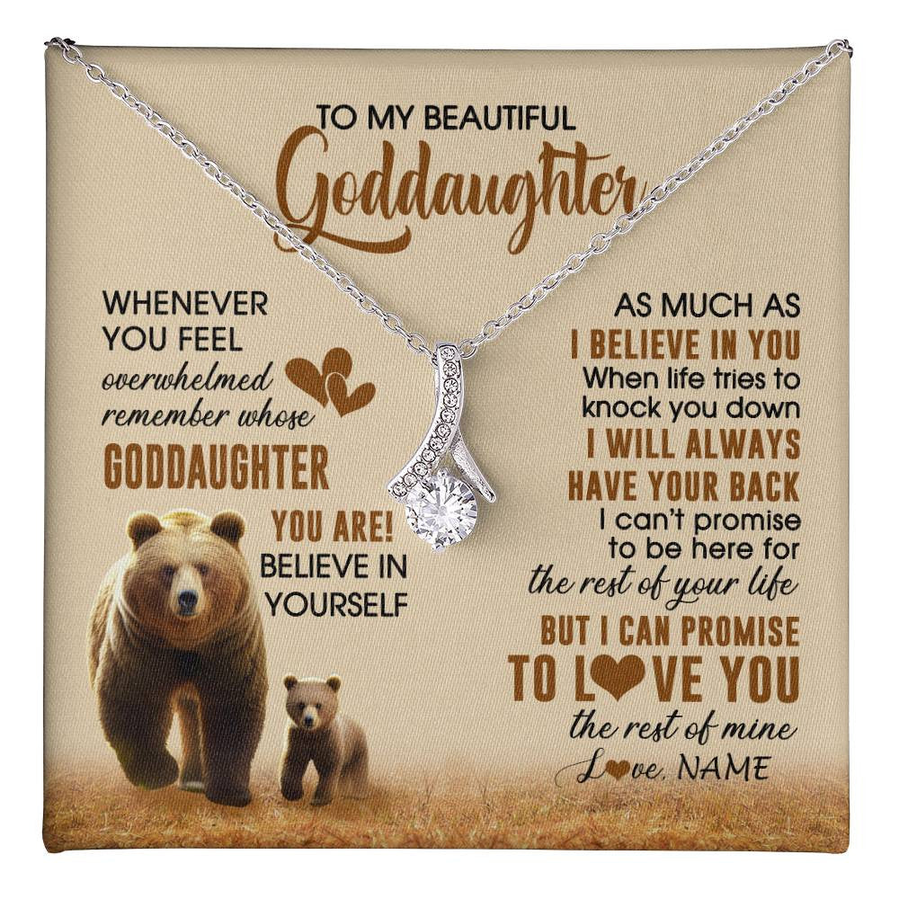 Alluring Beauty Necklace 14K White Gold Finish | 1 | Personalized To My Goddaughter Necklace From Aunt Whenever You Feel Bear Goddaughter Birthday Gifts Gifts Graduation Christmas Customized Gift Box Message Card | teecentury