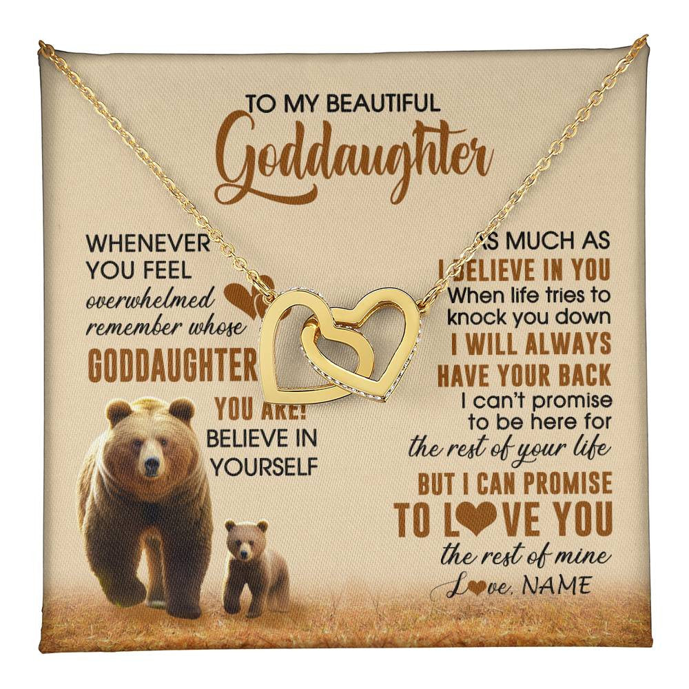 Interlocking Hearts Necklace 18K Yellow Gold Finish | 1 | Personalized To My Goddaughter Necklace From Aunt Whenever You Feel Bear Goddaughter Birthday Gifts Gifts Graduation Christmas Customized Gift Box Message Card | teecentury