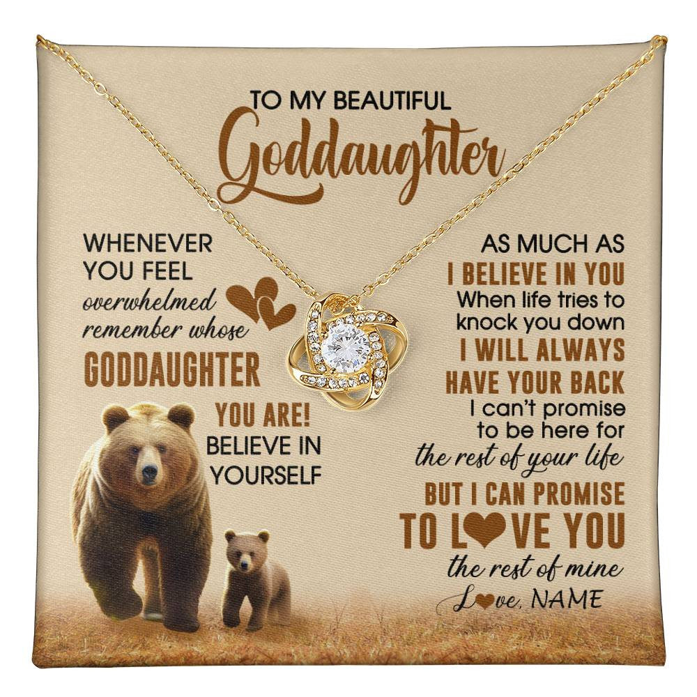 Love Knot Necklace 18K Yellow Gold Finish | 1 | Personalized To My Goddaughter Necklace From Aunt Whenever You Feel Bear Goddaughter Birthday Gifts Gifts Graduation Christmas Customized Gift Box Message Card | teecentury