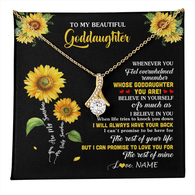 Alluring Beauty Necklace 18K Yellow Gold Finish | 1 | Personalized To My Goddaughter Necklace From Aunt Whenever You Feel Sunflower Goddaughter Birthday Graduation Christmas Customized Gift Box Message Card | teecentury